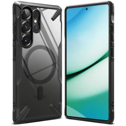 Ringke Fusion-X Magnetic Case - хибриден удароустойчив кейс с MagSafe за Samsung Galaxy S25 Ultra (черен-прозрачен) 2