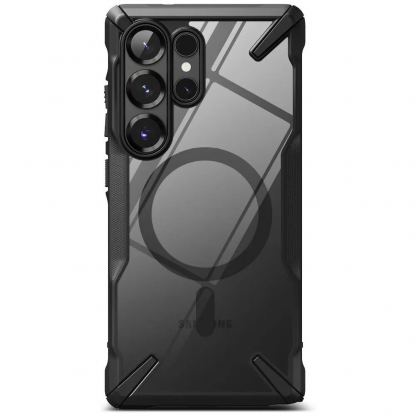Ringke Fusion-X Magnetic Case - хибриден удароустойчив кейс с MagSafe за Samsung Galaxy S25 Ultra (черен-прозрачен) 3