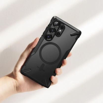 Ringke Fusion-X Magnetic Case - хибриден удароустойчив кейс с MagSafe за Samsung Galaxy S25 Ultra (черен-прозрачен) 5