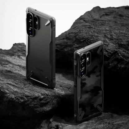Ringke Fusion-X Case - хибриден удароустойчив кейс за Samsung Galaxy S25 Ultra (черен-камуфлаж) 5
