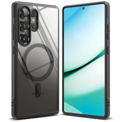 Ringke Fusion Magnetic Bold Case - хибриден удароустойчив кейс с MagSafe за Samsung Galaxy S25 Ultra (черен-прозрачен) 2