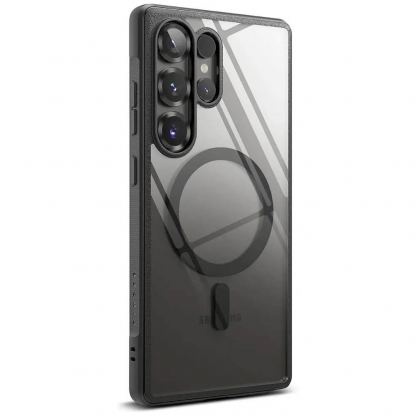 Ringke Fusion Magnetic Bold Case - хибриден удароустойчив кейс с MagSafe за Samsung Galaxy S25 Ultra (черен-прозрачен) 4
