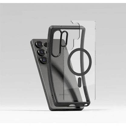 Ringke Fusion Magnetic Bold Case - хибриден удароустойчив кейс с MagSafe за Samsung Galaxy S25 Ultra (черен-прозрачен) 5