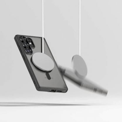 Ringke Fusion Magnetic Bold Case - хибриден удароустойчив кейс с MagSafe за Samsung Galaxy S25 Ultra (черен-прозрачен) 6