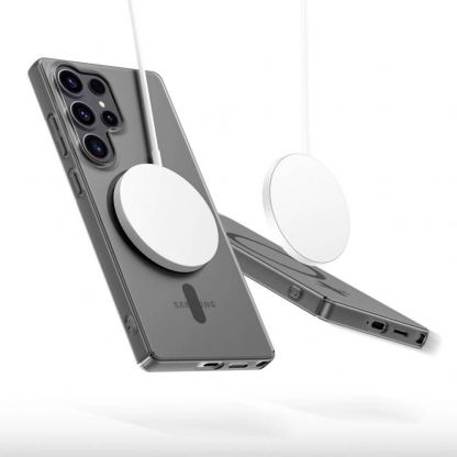 Tech-Protect MagSlim MagSafe Case - тънък полипропиленов кейс с Magsafe за Samsung Galaxy S25 Ultra (черен-прозрачен) 2