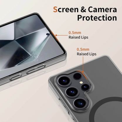 Tech-Protect MagSlim MagSafe Case - тънък полипропиленов кейс с Magsafe за Samsung Galaxy S25 Ultra (черен-прозрачен) 3