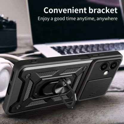 Techsuit CamShield Case - хибриден удароустойчив кейс с пръстен против изпускане за Samsung Galaxy S25 Edge (черен)  3