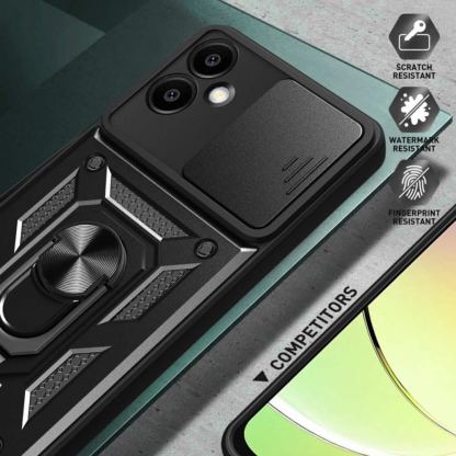 Techsuit CamShield Case - хибриден удароустойчив кейс с пръстен против изпускане за Samsung Galaxy S25 Edge (черен)  5
