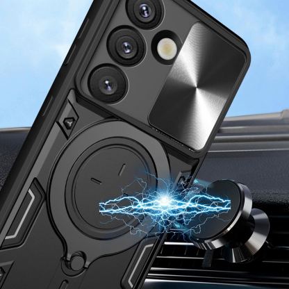 Techsuit CamGuard Pro Case - хибриден удароустойчив кейс с вградена поставка за Samsung Galaxy S25 Edge (черен)  4