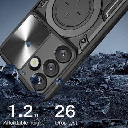 Techsuit CamGuard Pro Case - хибриден удароустойчив кейс с вградена поставка за Samsung Galaxy S25 Edge (черен)  6