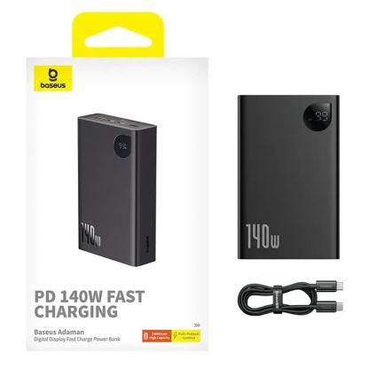 Baseus Adaman Power Bank 140W 24000 mAh (P10021508113-00) - преносима външна батерия с 2xUSB-C и 1xUSB-A изходи и технология за бързо зареждане (черен) 3
