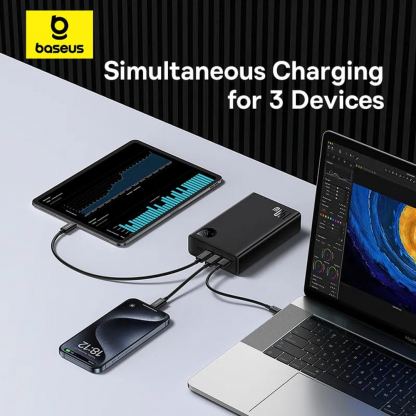 Baseus Adaman Power Bank 140W 24000 mAh (P10021508113-00) - преносима външна батерия с 2xUSB-C и 1xUSB-A изходи и технология за бързо зареждане (черен) 5