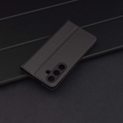 Techsuit Magskin Book - кожен калъф с поставка и отделение за кр. карти за Samsung Galaxy S25 (черен) 6