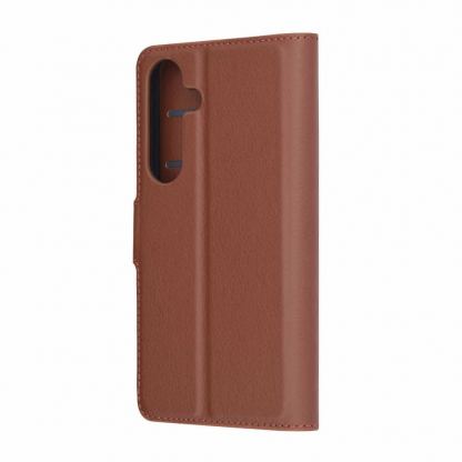 Techsuit Leather Folio - кожен калъф с поставка и отделение за кр. карти за Samsung Galaxy S25 (кафяв) 3