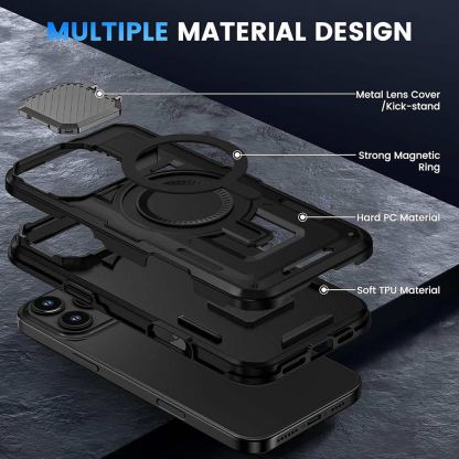Techsuit CamVault Pro Case - хибриден удароустойчив кейс с вградена поставка и MagSafe за iPhone 16 Pro Max (черен)  5