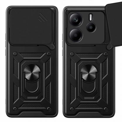 Techsuit CamShield Case - хибриден удароустойчив кейс с пръстен против изпускане за Xiaomi Redmi Note 14 4G (черен)  5