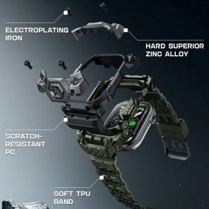 i-Blason SUPCASE Unicorn Beetle Ore Case - удароустойчив алуминиев кейс от най-висок клас с вградена каишка за Apple Watch 10 46мм (2024) (зелен) 4