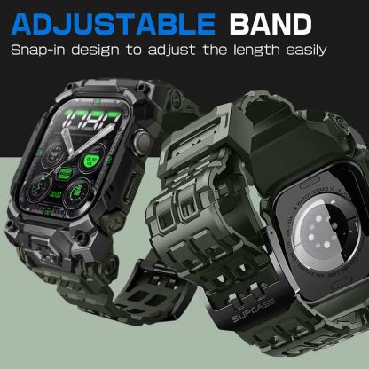 i-Blason SUPCASE Unicorn Beetle Ore Case - удароустойчив алуминиев кейс от най-висок клас с вградена каишка за Apple Watch 10 46мм (2024) (зелен) 6