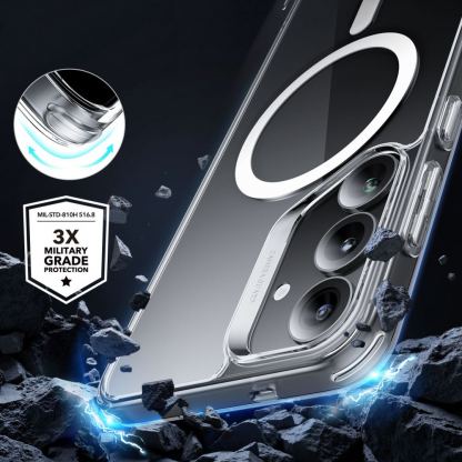 ESR Classic Hybrid HaloLock MagSafe Case - хибриден кейс с висока степен на защита с MagSafe за Samsung Galaxy S25 Plus (прозрачен)  3