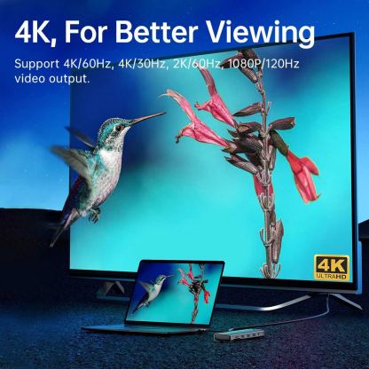 Orico 10in1 Multifunction USB-C 4K Hub (PW11-10P-SV-GY) - мултифункционален хъб за свързване на допълнителна периферия за компютри и лаптопи с USB-C порт (тъмносив) 5