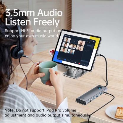 Orico 10in1 Multifunction USB-C 4K Hub (PW11-10P-SV-GY) - мултифункционален хъб за свързване на допълнителна периферия за компютри и лаптопи с USB-C порт (тъмносив) 11
