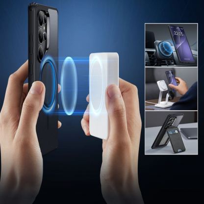 ESR Classic Hybrid HaloLock MagSafe Case - хибриден кейс с висока степен на защита с MagSafe за Samsung Galaxy S25 Ultra (черен-мат)  5