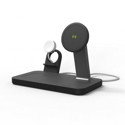 Mophie Snap Plus 3in1 Magnetic MagSafe Wireless Charger - тройна поставка (пад) за безжично зареждане за iPhone с Magsafe, Apple Watch, AirPods Pro и Qi съвместими устройства (черен) 5