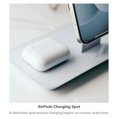 Mophie 3in1 Wireless Stand For Magsafe Charger - тройна поставка (пад) за безжично зареждане за iPhone съвместима с Magsafe захранване, Apple Watch, AirPods и Qi съвместими мобилни устройства (бял) 7