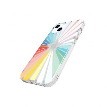 Tech21 EvoArt Rainbow Sunburst Hybrid Case - хибриден удароустойчив кейс за iPhone 13 (шарен-прозрачен) 3