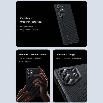Benks Magnetic Armor Pro Montage Kevlar Metal Frame Case 600D+1500D - кевларен кейс с MagSafe за Samsung Galaxy S25 Ultra (черен) 6