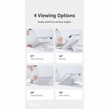 Benks Urban Magnetic Fold Case - магнитен полиуретанов калъф с поставка за iPad Pro 13 (2024) (бял) 4