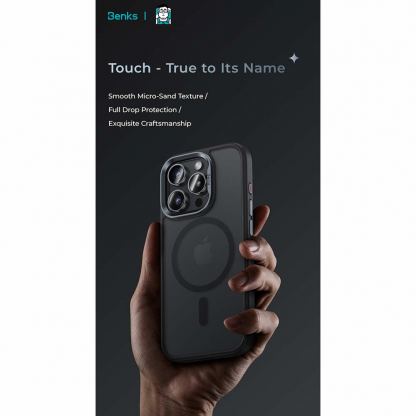 Benks Magnetic Mist Metal Frame Case - хибриден удароустойчив кейс с MagSafe за iPhone 16 (златист) 2