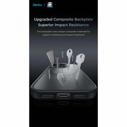Benks Magnetic Mist Metal Frame Case - хибриден удароустойчив кейс с MagSafe за iPhone 16 (златист) 4