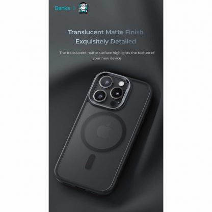 Benks Magnetic Mist Metal Frame Case - хибриден удароустойчив кейс с MagSafe за iPhone 16 (златист) 6