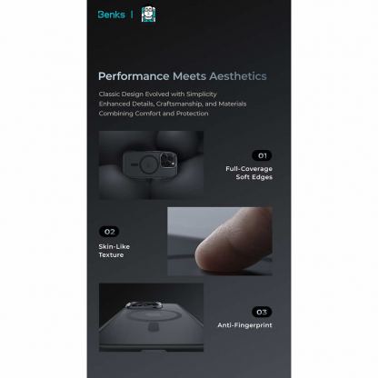 Benks Magnetic Mist Metal Frame Case - хибриден удароустойчив кейс с MagSafe за iPhone 16 (златист) 10