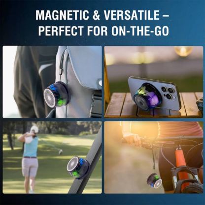 4smarts SoundCharge MagSafe Bluetooth Speaker 5W - портативен безжичен блутут спийкър с MagSafe и поставка (пад) за безжично зареждане за iPhone и мобилни устройства (черен-прозрачен) 3