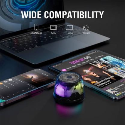 4smarts SoundCharge MagSafe Bluetooth Speaker 5W - портативен безжичен блутут спийкър с MagSafe и поставка (пад) за безжично зареждане за iPhone и мобилни устройства (черен-прозрачен) 5