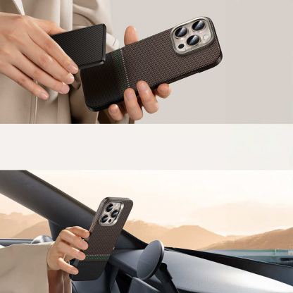 Benks Magnetic Armor Air Prestige Kevlar Case 600D - кевларен кейс с MagSafe за iPhone 16 Pro Max (кафяв) 11