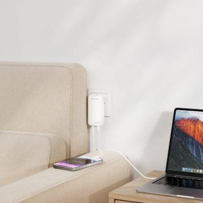 4smarts GaN FlatPlug Slim Duos Wall Charger 65W - захранване за ел. мрежа за мобилни устройства с 2xUSB-C изходи и с технология за бързо зареждане (бял) 3