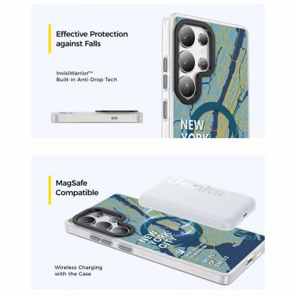 Benks Magnetic City New York Case - хибриден удароустойчив кейс с MagSafe за Samsung Galaxy S25 Ultra (черен) 2