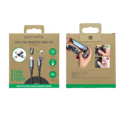 4smarts GravityCord Magnetic USB-C to USB-C Cable Set 240W - USB-C кабел с магнитен накрайник за устройства с USB-C (180см) (черен) 13