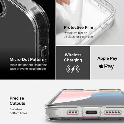 Ringke Fusion Case - хибриден кейс с висока степен на защита за iPhone 16e (прозрачен-мат)  6