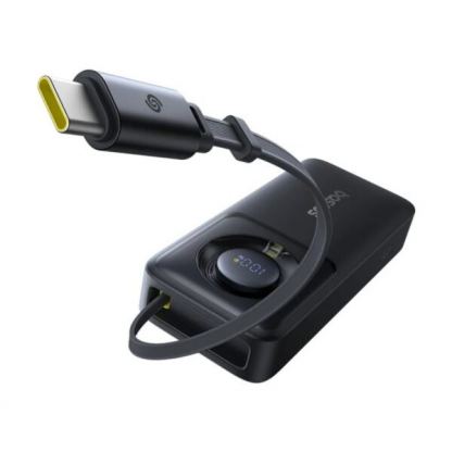 Baseus Free2Pull Power Bank 20000 mAh 65W (P10073700123-00) - преносима външна батерия вграден USB-C кабел и USB-C порт (черен)  3