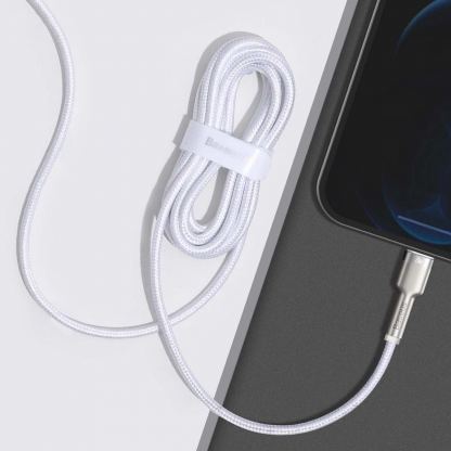 Baseus Cafule Metal Series USB-C to Lightning Cable PD 20W (CATLJK-A02) - USB-C към Lightning кабел за Apple устройства с Lightning порт (100 см) (бял) 10