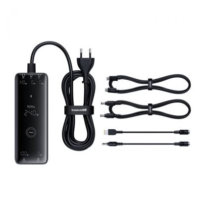 Baseus Digital Charger GaN 240W (P10163901113-00) - захранване за ел. мрежа за лаптопи, смартфони и таблети с USB-A и 3xUSB-C изходи с технология за бързо зареждане (черен)  7
