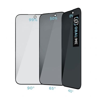 OBALME Privacy 5D Tempered Glass Screen Protector - калено стъклено защитно покритие с определен ъгъл на виждане за дисплея на iPhone 16 Pro (черен-прозрачен) 2