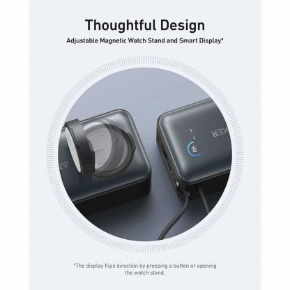 Anker MagGo Power Bank 10000mAh 35W - преносима външна батерия вграден USB-C кабел, USB-C порт и зареждане на Apple Watch (черен)  5