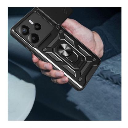 Techsuit CamShield Case - хибриден удароустойчив кейс с пръстен против изпускане за Xiaomi Redmi Note 14 4G (черен)  5