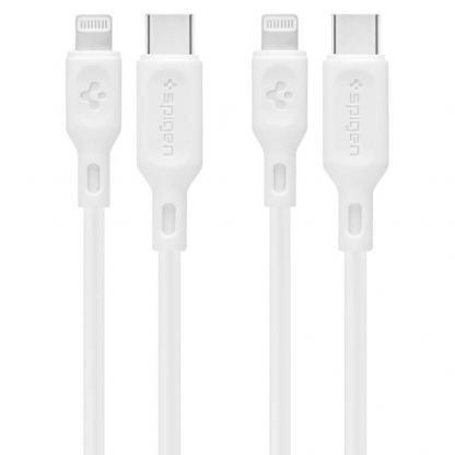 Spigen Essential Fast Charging USB-C to Lightning Cable PD Pack - комплект 2 броя USB-C към Lightning (MFI) кабели за Apple устройства с Lightning порт (100 см) (бял)  2