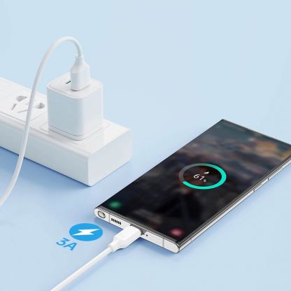 Joyroom Lost Lasting USB-A to USB-C Cable 3А - кабел с гумирана оплетка за устройства с USB-C порт (100 см) (бял) 5
